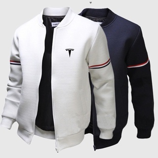 Tesla อุปกรณ์เสริม2021 Summer Tesla Logo Men New rinted Comfortable Jacket Round Neck Jacket AllMatch Fashion Hi Ho Sort