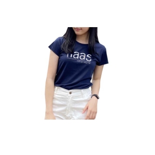 haas เสื้อยืดแขนสั้นผู้หญิง ลายสกรีน haas สีเงิน HHUK2289I