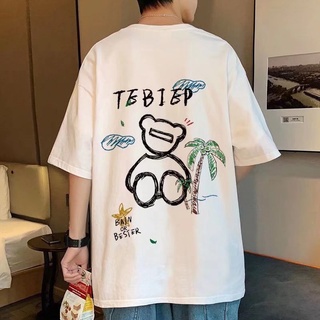 เสื้อยืดแขนสั้น ผ้าฝ้ายแท้ พิมพ์ลาย ทรงหลวม สไตล์สตรีท แฟชั่นฤดูร้อน สําหรับผู้ชาย