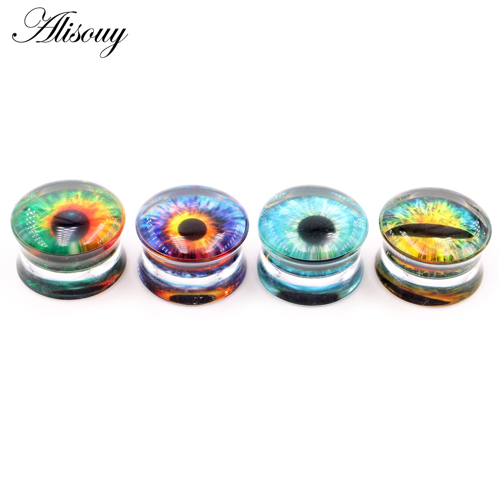 Alisouy 2 ชิ้นโปร่งใสรอบอะคริลิค Eyeball หูวัดอุโมงค์ปลั๊กเนื้อ Expander ต่างหูเจาะเครื่องประดับ