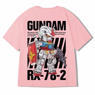 ()(Size S-8XL) Oversize loose tide brand Mobile Suit Gundam anime short-sleeved T-shirt men and women trend large siz