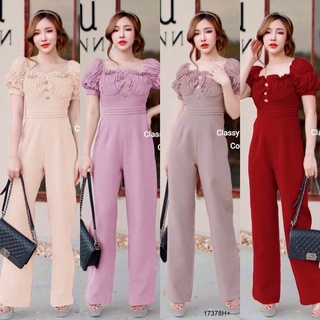 17378 Jumpsuit จั๊มสูทแขนพอง เอวจับจีบ Jumpsuit, puff sleeves, pleated waist