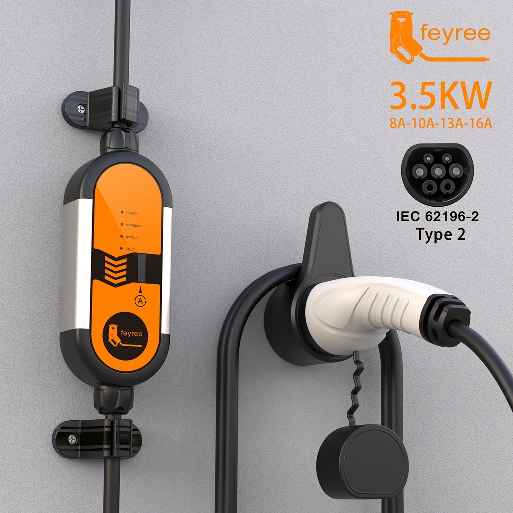 Feyree สายชาร์จ EV Type2 5 ม. 16A 32A 3.5KW 7KW 11KW พร้อมปลั๊ก Schuko CEE สําหรับยานพาหนะไฟฟ้า รถยน