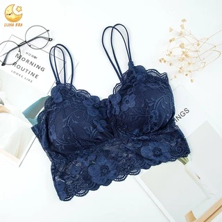 LunaBra บราลูกไม้ 2 สาย ผ้านิ่ม สายเดี่ยว ลายลูกไม้ 32-38 บรา เสื้อใน เซ็กซี่ ชุดชั้นในผู้หญิง ถอดฟองน้ำได้ BRA-010