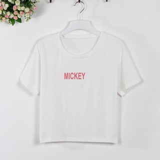 TJเสื้อแฟชั่น คอกลม ลาย mickey สีขาว รหัสสินค้า JU7513