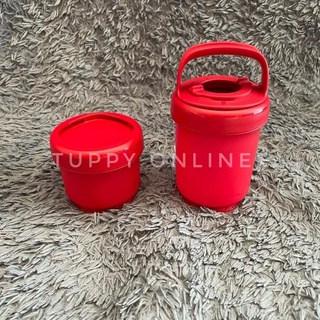 TUPPERWARE ลดราคา จํากัด กล่องอาหารกลางวัน ทัปเปอร์แวร์ บิด แอนด์ ขนมขบเคี้ยว (2) สีแดง สําหรับใส่อาหารกลางวัน|A01|