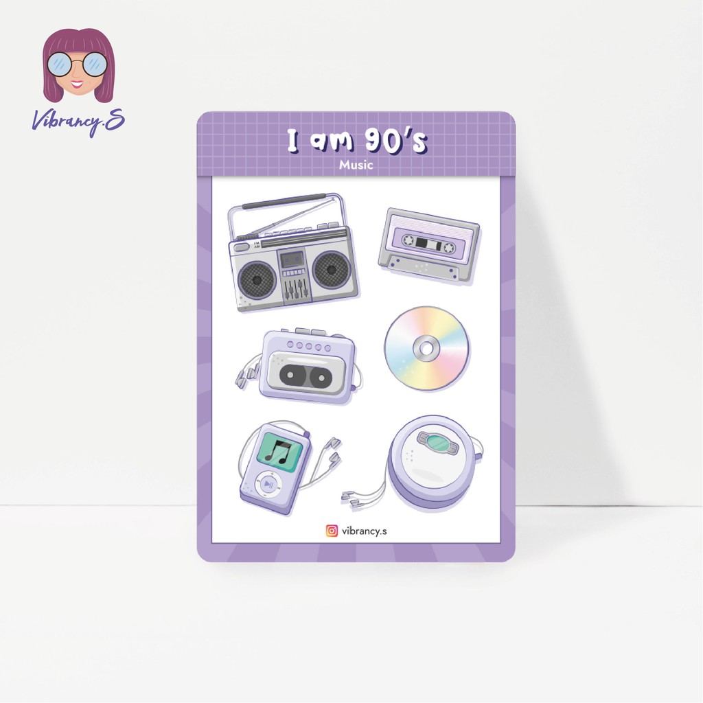 VIBRANCY.S I am 90s Sticker Sheet – Music Journal Sticker / A6(105 x 148mm) / กันน้ํา