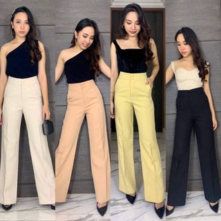 The Skinny Shop กางเกงขากระบอกใหญ่ 2 กระดุม