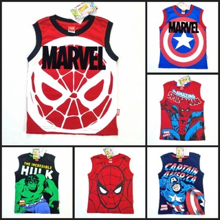 เสื้อยืดเด็ก แขนกุด มาร์เวล Marvel กัปตันอเมริกา สไปเดอร์แมน ฮัคล์ (ลิขสิทธิ์แท้)