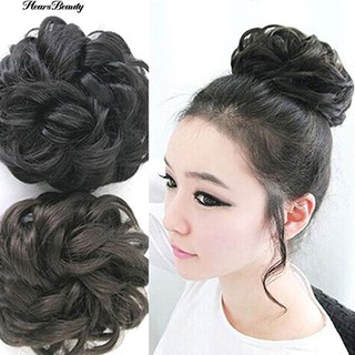 ☺♡ ผู้หญิงเลดี้หยัก Curly Dish Hair Bun ส่วนขยาย Hairpiece Chignon Scrunchie