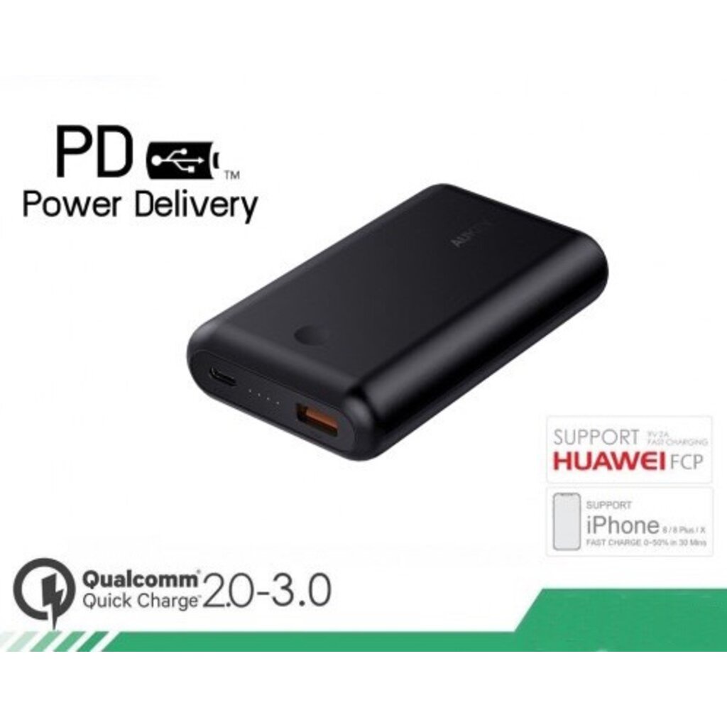 Aukey Mini Portable USB C PowerBank 10050 mAh with Quick Charge 3.0, Power Delivery 2.0 (18W)+ แถมสาย Aukey USB(pb-xd10)