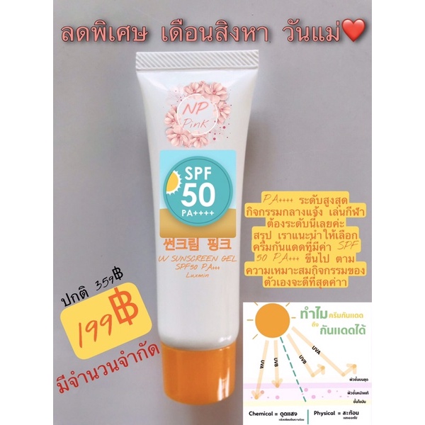 ☀️กันแดดNP Pink 썬크림 핑크 UV SUNSCREEN GEL SPF50 PA+++