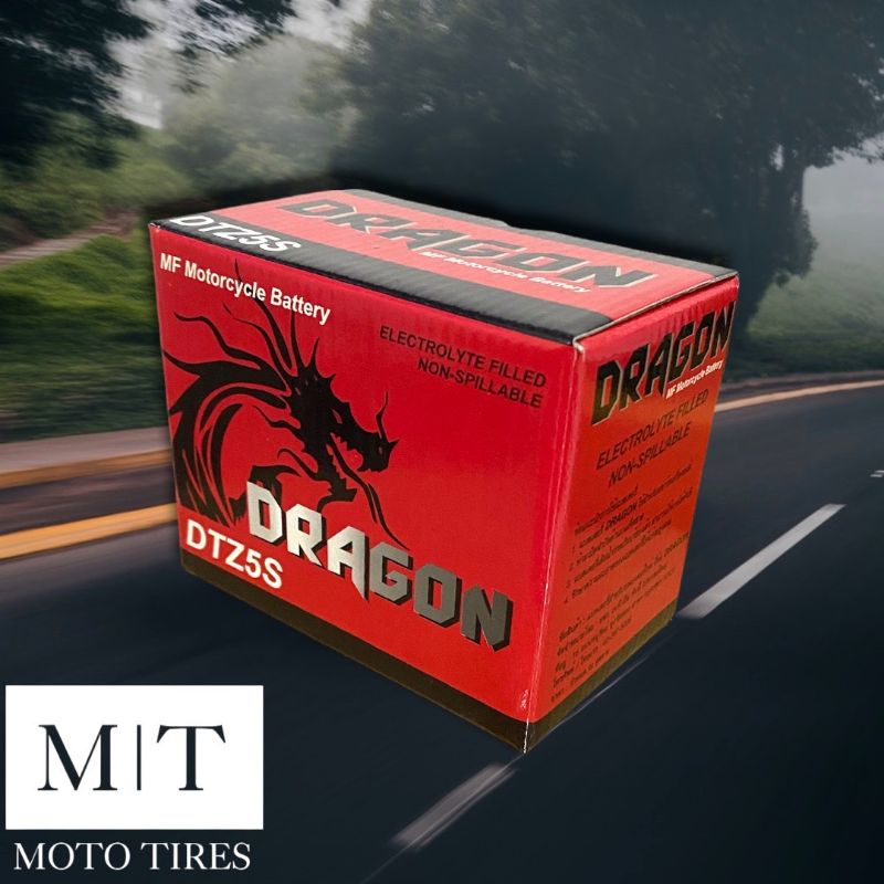 แบตเตอรี​ DRAGON DTZ5S สำหรับ Sonic Click Mio Fino Wave 12V5AH