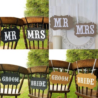 [Biho] 2Pcs/set Mr Mrs Bride Groom Letters Sign Banner DIY Decor Photo Prop Wedding Decoration Chair Decor