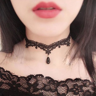 สร้อยโชคเกอร์ Choker BOHO สีขาว-ดำ Sexy สร้อยแฟชั่น โชคเกอร์ผ้าลูกไม้ สร้อยคอวินเทจ