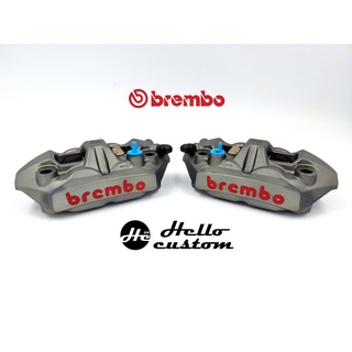 ปั้ม BREMBO M4  108mm , 100mm (ราคาต่อคู่) สีเทา โลโก้แดง แท้