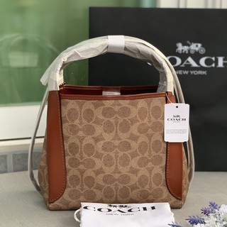 พร้อมส่งแท้💯 Coach Hadley Hobo 21 in Signature Canvas Brass/Tan Rust Women Bags งานช้อป