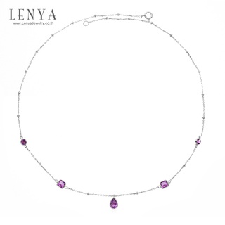 Lenya Jewelry สร้อยคอเงินแท้ 925 ประดับพลอยอเมทิสต์ (Amethyst) หลายหลายรูปทรง ผสมผสานกันอย่างลงตัว หรูหราอย่างมีสไตล์