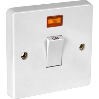 สวิทซ์แอร์ มีไฟบอก แคปที 20A 30A ขาว CRABTREE 1ตัว Control Switch with Neon Indicator สวิทซ์แอร์มีไฟโชว์ ขนาด 3X3