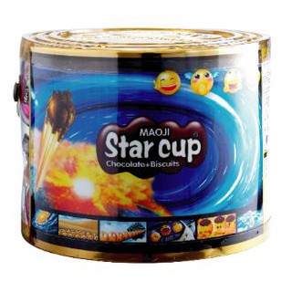 MAOJI STAR CUP มาโอจิ สตาร์คัพ ช็อกโกแลต+บิสกิต ขนาด 5/6กรัม ยกกล่อง 100ชิ้น