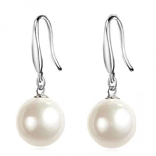 TANITTgems ต่างหูไข่มุกNatural shell pearlทรงกลมสีขาวแบบสวยหรู#520