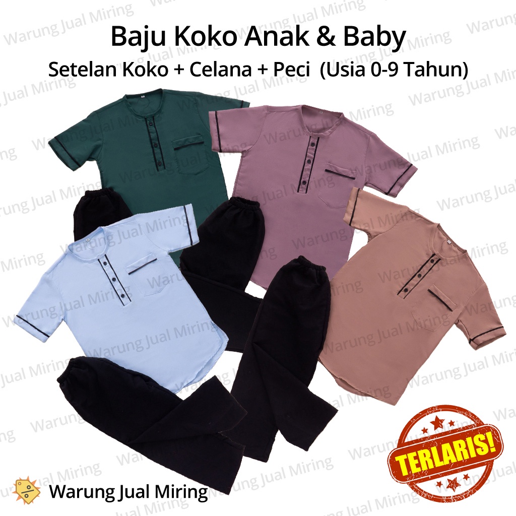Hijau KEMEJA KATUN ชุดเด็ก Koko เสื้อกางเกง Peci Sarkoci ชุด Kurta เสื้อเด็กชายทารกแรกเกิดเด็กทารกทนทานผ้าฝ้ายธรรมดาผ้า Madrasah อิสลาม Boarding โรงเรียนอิสลามสีมุสลิมสีฟ้าสีน้ําตาลสีเขียวอนุบาล 2 ปี 0 เดือน 3 4 5 6 7 8 9 10 11 12 18 24 Cordoba