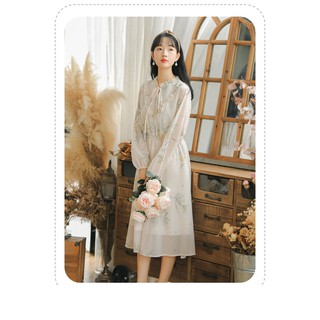 ‼️SALE‼️ พร้อมส่ง Birdtree WHITE Flower Pleate Chiffon Dress #D92917Z