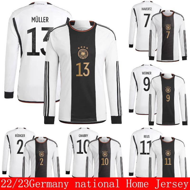 เสื้อกีฬาแขนยาว ลายทีมชาติฟุตบอล World Cup Gnabry Havertz Werner FTB 22 23 ชุดเหย้า สไตล์เยอรมนี