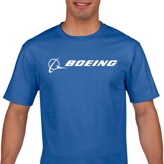 ผ้าฝ้ายแท้เสื้อยืดลําลอง ผ้าฝ้าย แขนสั้น พิมพ์ลายโลโก้ Boeing สวมใส่สบาย สีฟ้า แฟชั่นฤดูร้อน สําหรับผู้ชายS-4XL