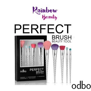 *(ลดล้างสต๊อก) Odbo perfect Brush beauty tool เซตกล่อง 5 ชิ้น ด้ามยูนิคอนสีเงินสวย