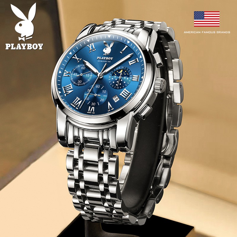 ใหม่ Playboy สิบอันดับแรกของแท้จากยุโรปและอเมริกานาฬิกาผู้ชายนาฬิกาแบรนด์ธุรกิจนาฬิกากลไกอัตโนมัติกันน้ำ