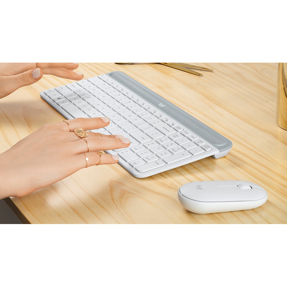 LOGITECH MK470 SLIM COMBO (คีย์ไทย-อังกฤษ)  - Graphite- Offwhite - Rose