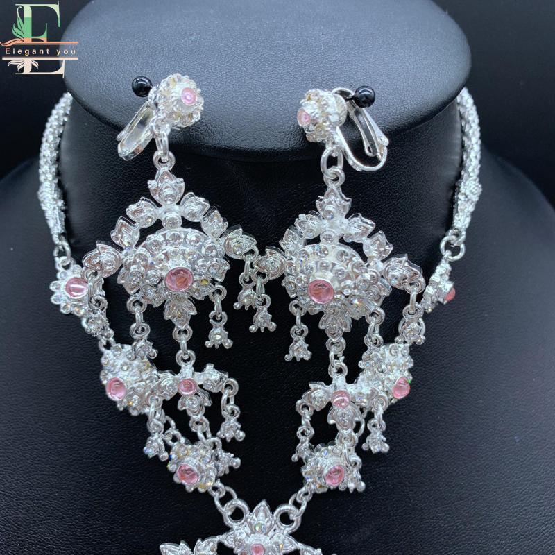 ชุดสร้อยเจ้าสาว สร้อยโบราณเงินพลอยชมพูพร้อมหัวเข็มขัด - รูปที่ 4