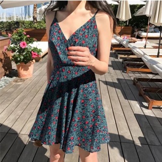 🌷Lady green blossom mini dress