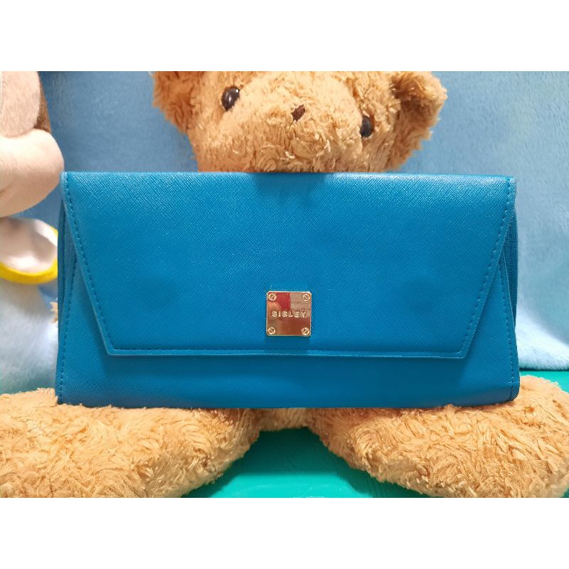 Sisley แท้💯 กระเป๋าสตางค์ใบใหญ่สีน้ำเงิน สวย สภาพใหม่พร้อมใช้งาน