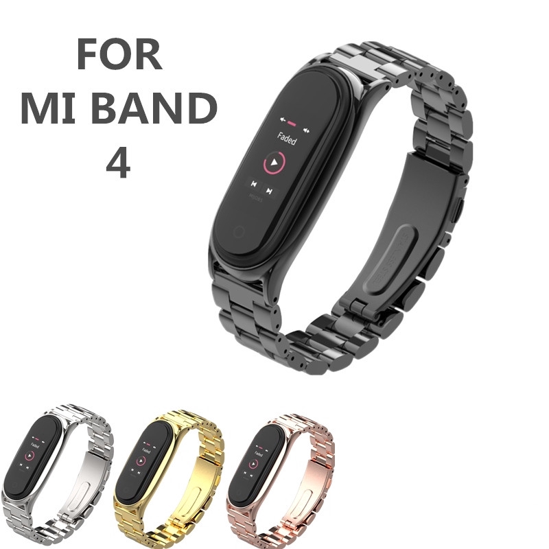 สายนาฬิกาข้อมือ สเตนเลส หรูหรา สําหรับ Xiaomi Mi Band 3 4 Miband 6 5