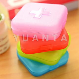 YUANTA กล่องยา มินิ กล่องสีสันลูกกวาด หลายช่อง กล่องยาแบบพกพา กล่องเก็บยา Cross-packing pill box