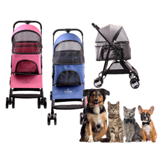 (ส่งฟรี) รถเข็นสัตว์เลี้ยง รถเข็นสุนัข รถเข็นแมว Pet Trolley รับน้ำหนักได้ถึง 25 kg หลังคาเปิดได้ 90 องศา รุ่น PTB-01