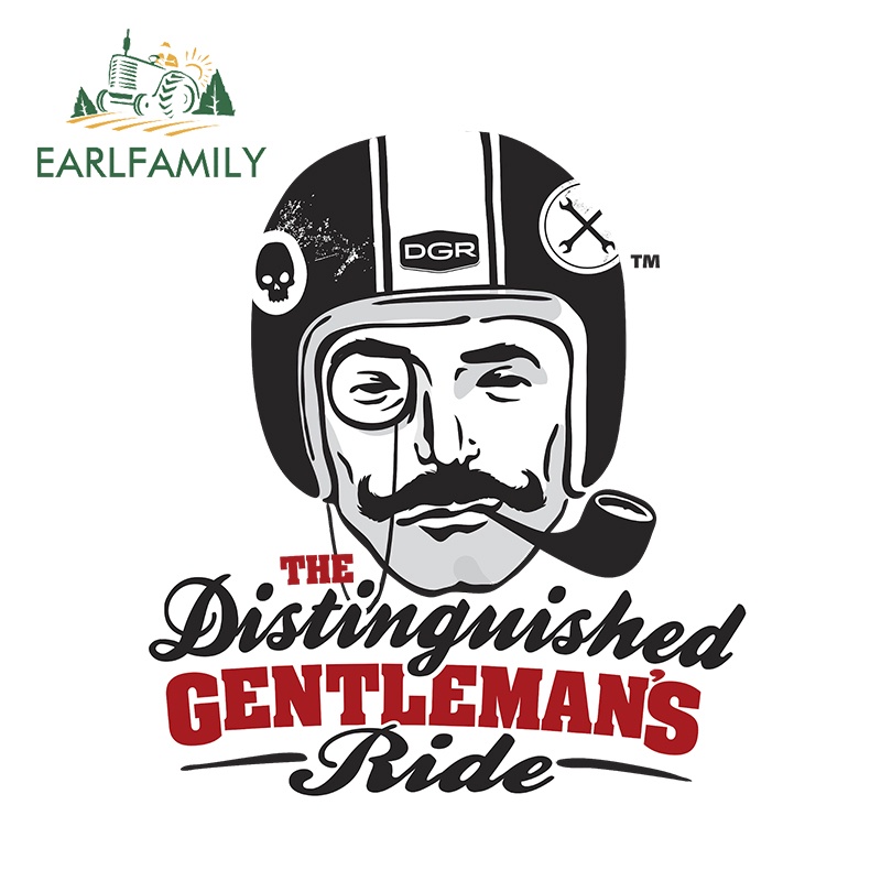 EARLFAMILY 13 ซม.x 11.8 ซม.รถจัดแต่งทรงผม Distinguished สุภาพบุรุษ Ride Decal หมวกกันน็อคสติกเกอร์กันชน Trunk กันน้ํารถสติกเกอร์