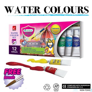 Master Art  สีน้ำ 12 สี แถมฟรี❗️พู่กัน มาสเตอร์อาต