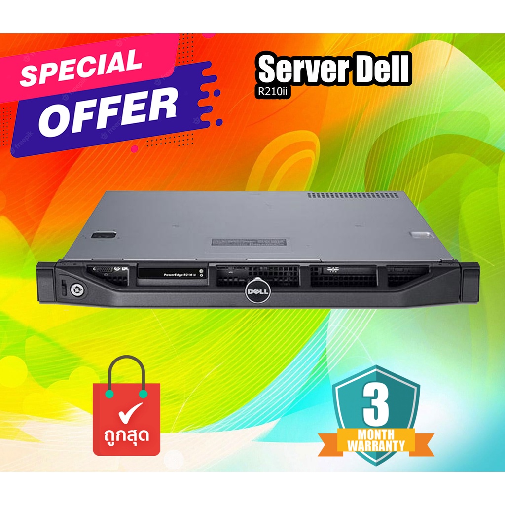 Server มือสอง Dell PowerEdge R210ii CPU E3-1270v2 Ram 32GB HDD 2TB x2  หน้ากาก