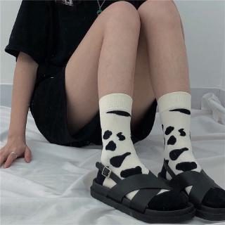 ins cow pattern mid tube socks cute trend socks