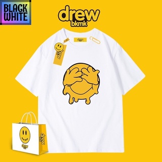 🔥พร้อมส่ง🔥BWCB-เสื้อยืดแขนสั้นพิมพ์ลาย Drew Star With Same Smiley Face สไตล์ยุโรปและอเมริกาสําหรับผู้หญิงสีขาว oversize