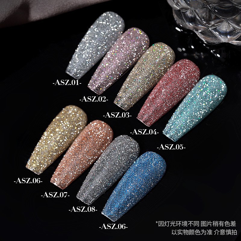 สีแฟลชกากเพชรแน่นๆ สีเจล / ASZ / ASฝาแหลม สีเล็บเจล สีเจลทาเล็บ ยาทาเล็บเจล - wenailsth