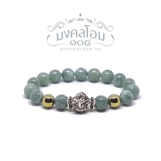 [J10-02] กำไลหินมงคล Jade (หยกพม่า) + พระพิฆเนศประทานพร + Pyrite สุขภาพ อุดมสมบูรณ์ มั่งคั่ง กักเก็บทรัพย์