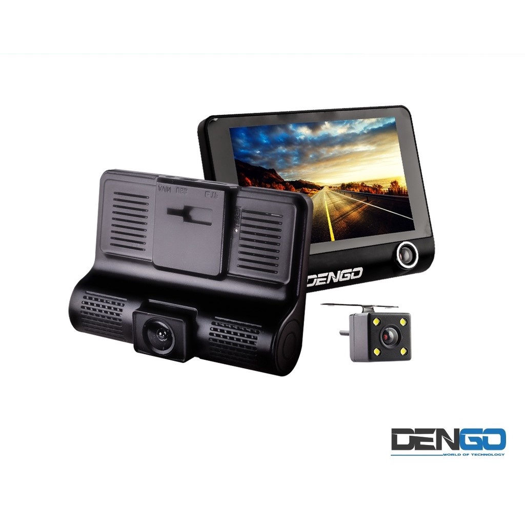 Dengo TRIPLEX กล้องติดรถยนต์ 3 กล้อง FHD หน้า-หลัง-ห้องโดยสาร จอใหญ่ 4.0" จับการเคลื่อนไหว มือสอง