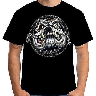 เสื้อผ้าผชเสื้อยืด ผ้าฝ้าย พิมพ์ลาย Mad Bulldog Biker Motorcycle Angry Dog สไตล์อังกฤษ ไซซ์ 4XL 5XL สําหรับผู้ชายS-5XL