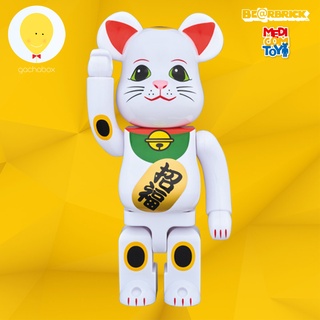 gachabox Bearbrick Lucky Cat White Green Eye 2017 400% - Maneki Neko 招き猫 แบร์บริค ของแท้ Be@rbrick ฟิกเกอร์ Medicom Toy