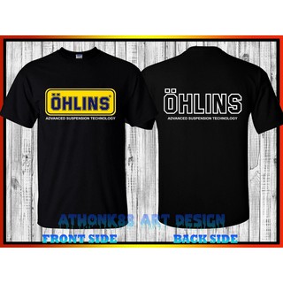 ผ้าฝ้าย 100%ohlins shock suspension เสื้อยืดลําลองสําหรับผู้ชายแขนสั้นคอกลมพิมพ์ลายS-3XL