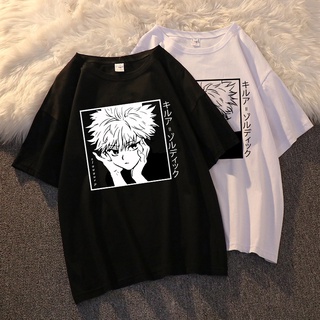 เสื้อยืด Kawaii Hunter X Hunter Killua Zoldyck อะนิเมะการ์ตูนสำหรับผู้ชายและผู้หญิงผ้าฝ้ายแขนสั้นผู้ชายอะนิเมะ